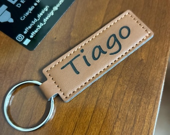 Personalized Leather Keychain | Custom Laser Engraved Name Keyring (Photo Option)