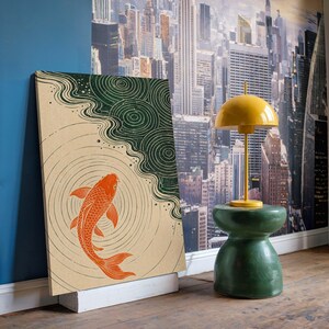 Minimalist Koi Fish Poster & Canvas | Japandi Zen Wall Art | Ukiyo-e Bathroom Decor | Meditation Print YPPWOX image 7