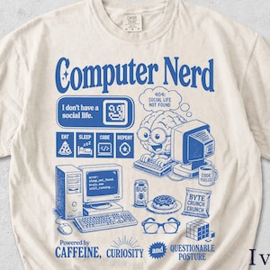 Maglietta da nerd informatico / Maglietta divertente in stile retrò tecnologico / Regalo per programmatore geek / Maglietta grafica unisex U5FZGX