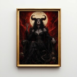 Gotisk Lilith-poster och canvas | Mörk fantasi ockult väggkonst | Häxig sovrumsdekoration FZYRW5