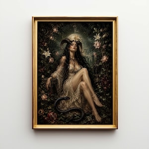 Viktoriansk Lilith-poster och canvas | Gotisk gudinna, väggkonsttryck | Dark Academia sovrumsdekor QY1ZIL