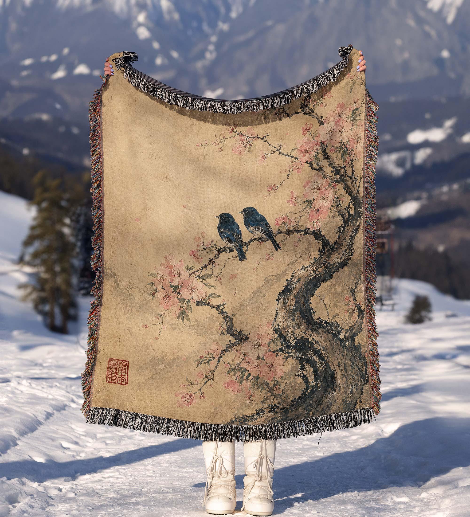 【希少】vintageラグマット フクロウ花アート　アニマル柄　ブランケット古着 Vintage Japanese Blanket - Etsy