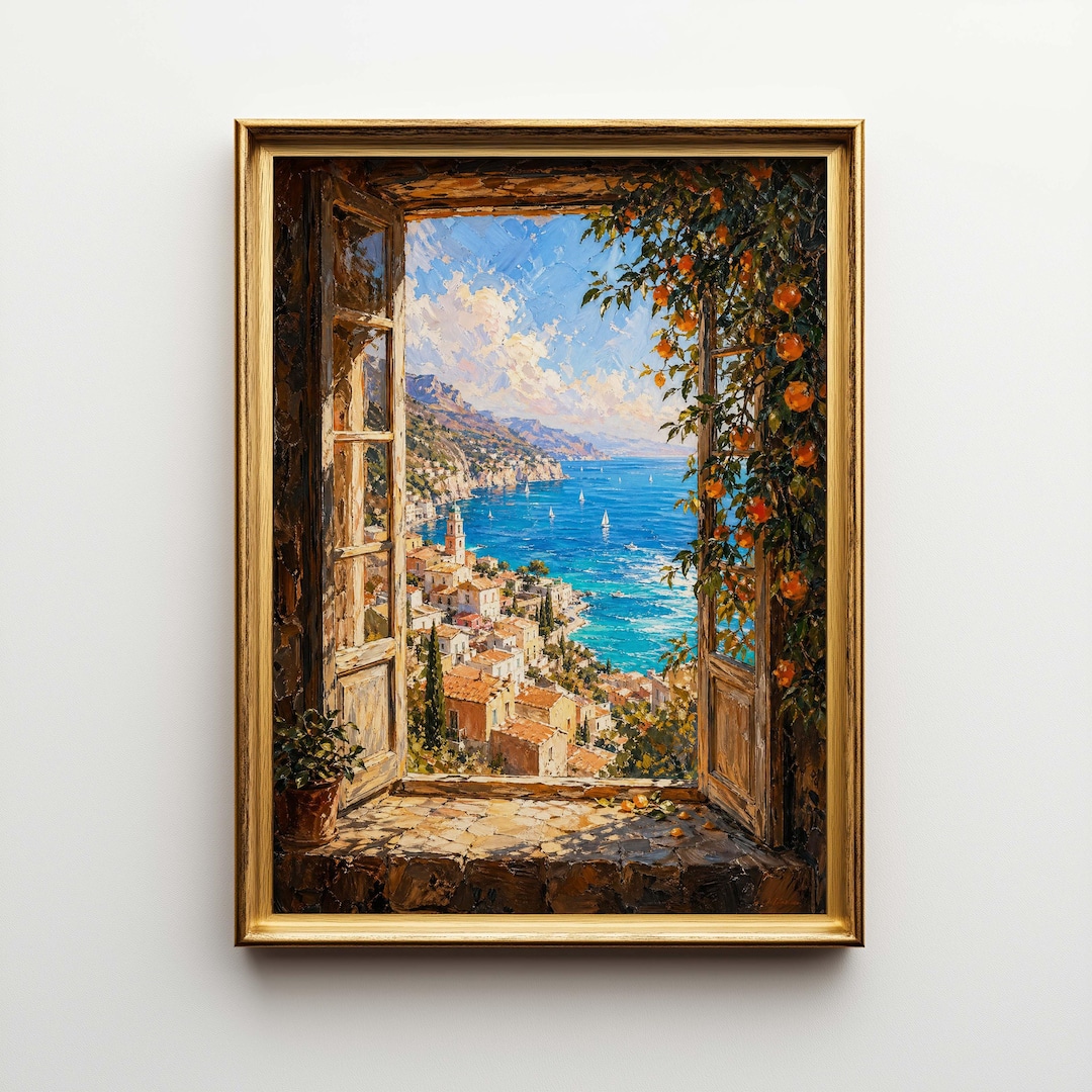 Mediterranean Window Art | Impressionist Orange Tree Poster & Canvas ...