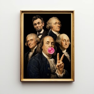 Bubblegum Founding Fathers Pop Art | Poster & Canvas Print | Funny History Wall Art | Quirky Room Decor ZS0GZC