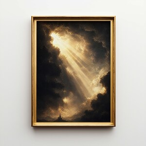 Moody Storm Clouds Poster & Canvas | Vintage Oil Wall Art | Dark Academia Decor | Gothic Landscape Print QO5JSG
