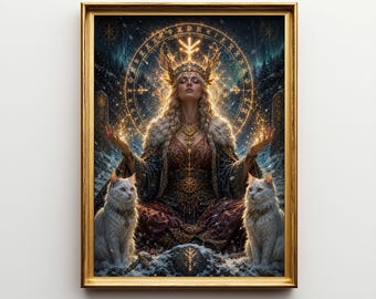 Freya Norse Goddess Poster & Canvas | Dark Fantasy Wall Art | Viking Witch Decor Gift 9WFS1S