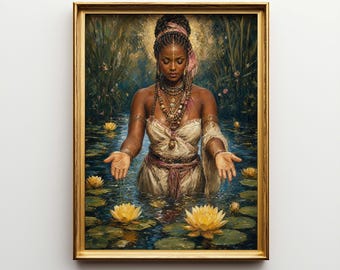 Goddess Oba Poster & Canvas | African Mythology Oil Painting | Black Woman Wall Art | Divine Feminine Decor 0UPK0P