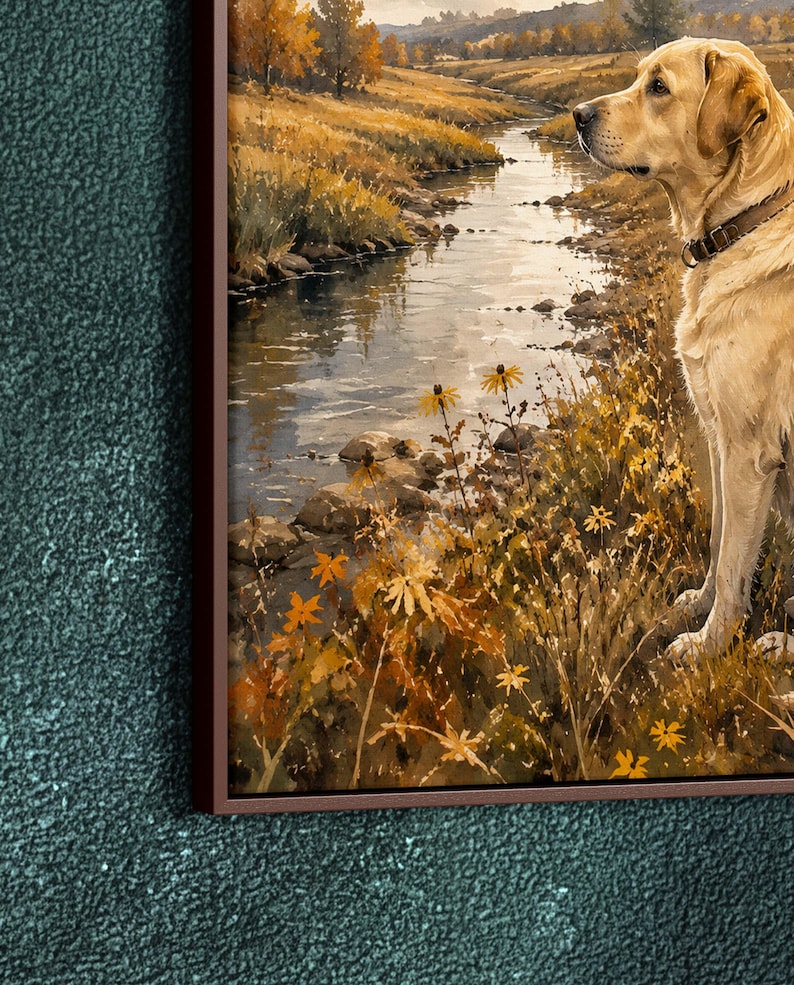 Yellow Labrador Framed Canvas | Watercolor Farmhouse Dog Wall Art ...