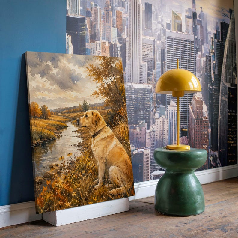 Yellow Labrador Framed Canvas | Watercolor Farmhouse Dog Wall Art ...
