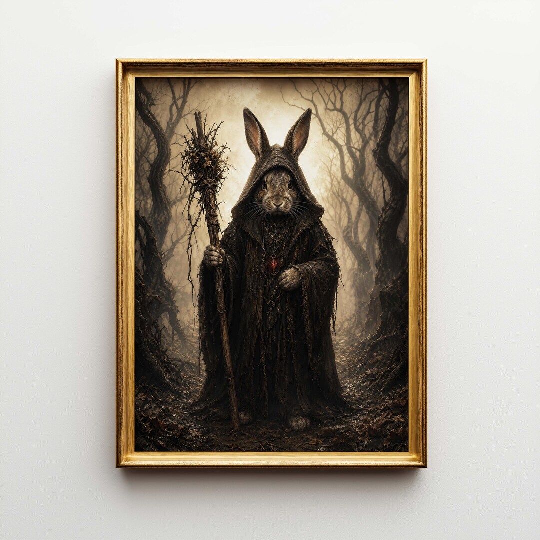 Gothic Rabit Gothic Rabbit Dark Fantasy Poster & Canvas | Creepy Bunny Wall Art ...