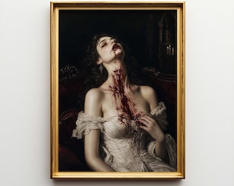 Victorian Vampire Woman Poster & Canvas | Dark Romantic Gothic Wall Art Print | Macabre Bedroom Decor MYRBB3