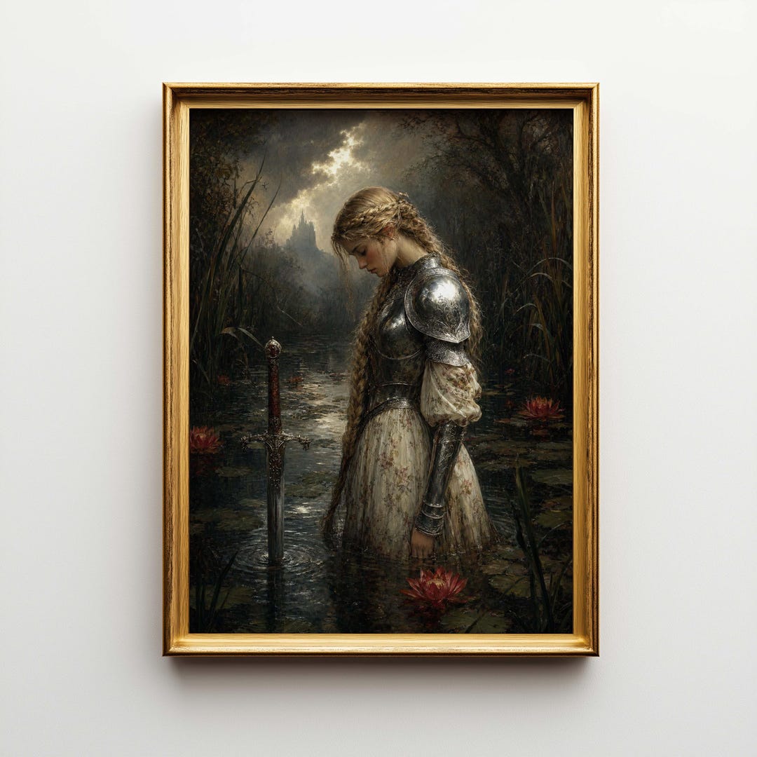 Pre-raphaelite Lady in Armor Poster & Canvas | Fantasy Knight Sword ...