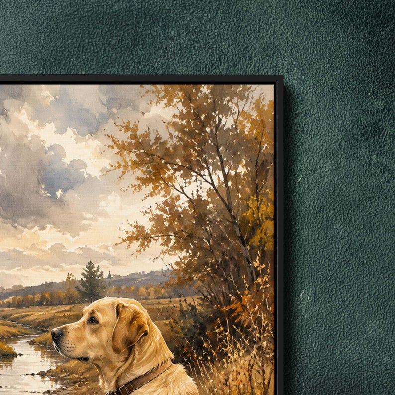 Yellow Labrador Framed Canvas | Watercolor Farmhouse Dog Wall Art ...
