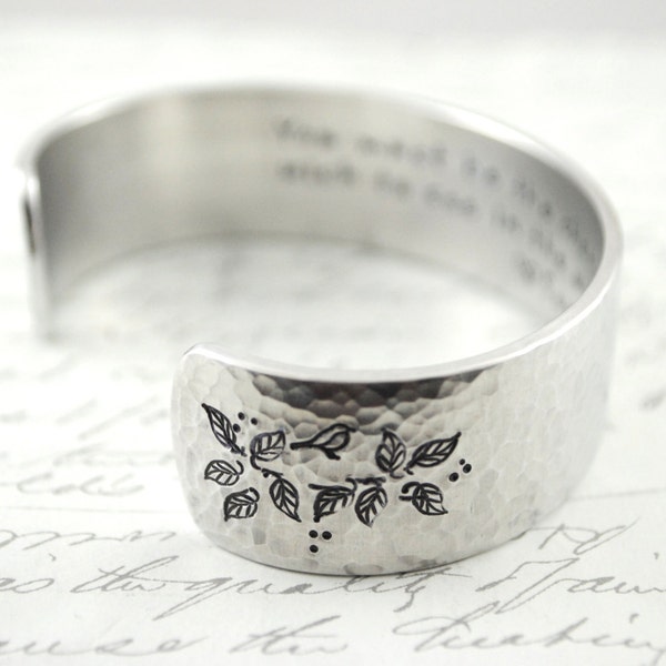 Sterling Keepsake Custom Love/Poetry/Quote Hand Stamped Custom Secret Message Cuff