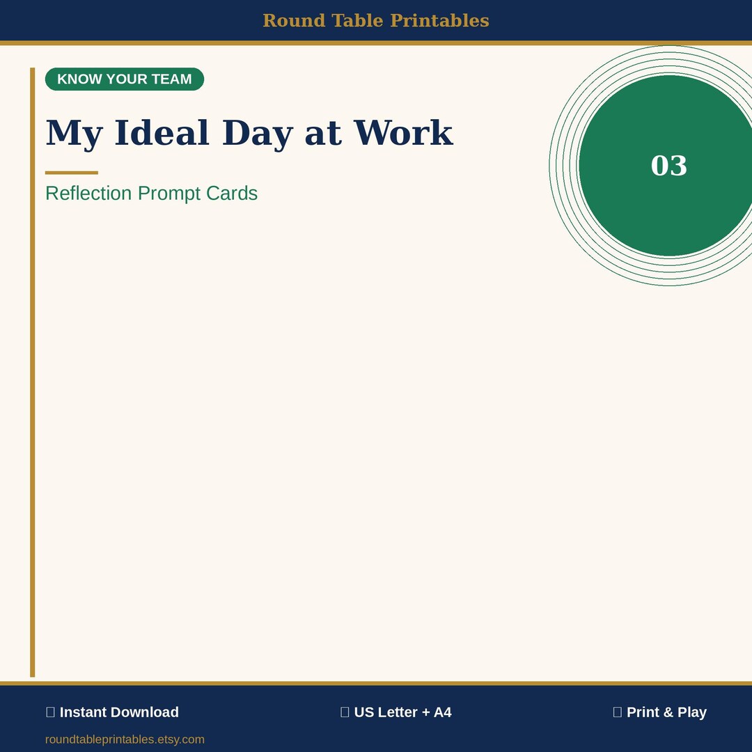 My Ideal Day at Work Printable Prompt Cards | Employee Motivation ...
