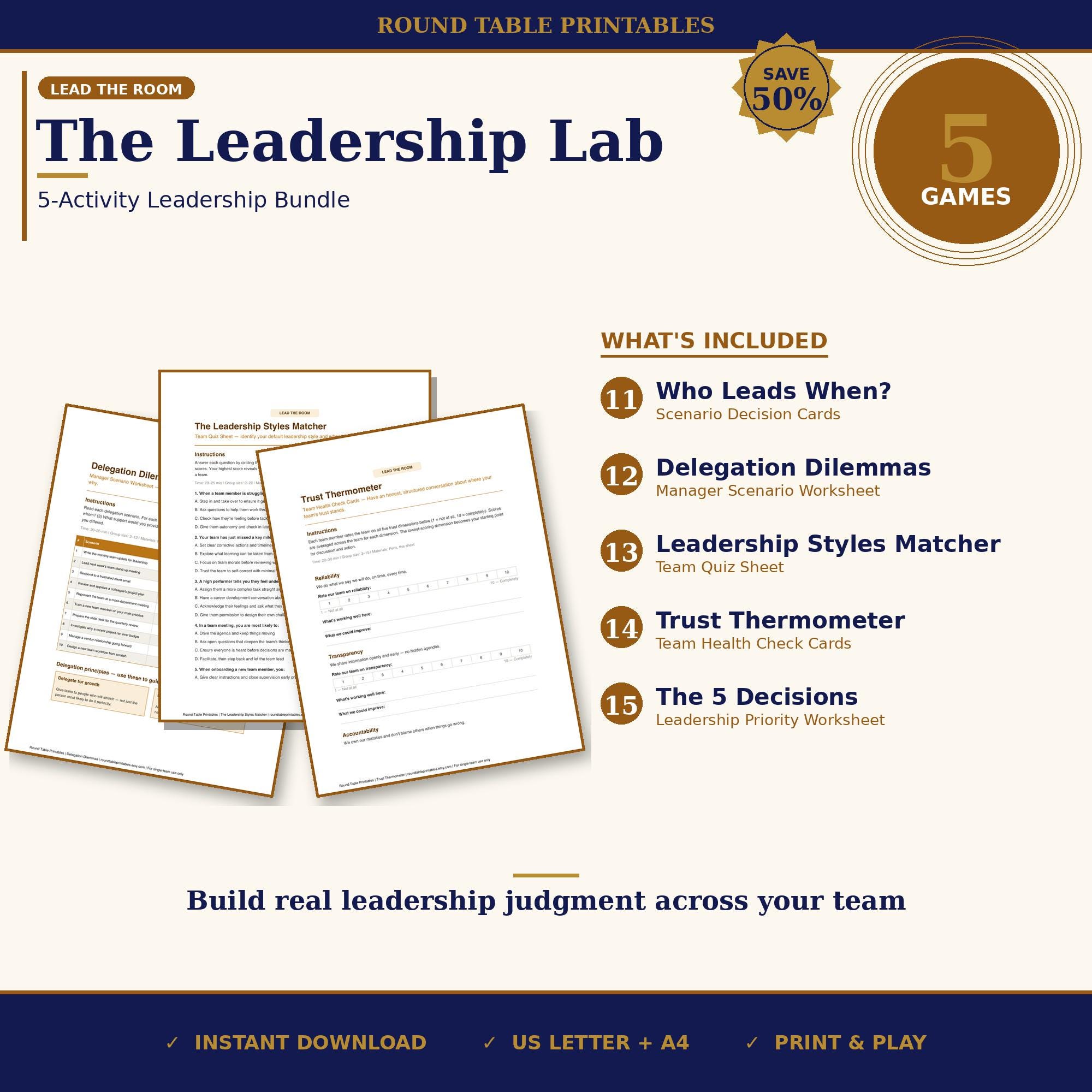 Manager Training Activities Bundle | 5 Printable Leadership Worksheets ...