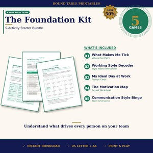 基礎キット｜印刷可能なチームメンバー紹介アクティビティ5種類｜企業向けチームビルディングセット｜A4+USレターサイズ