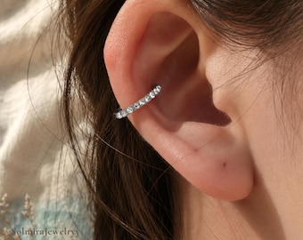 Silver Crystal Ear Cuff No Piercing CZ Cartilage Wrap Earring Gift