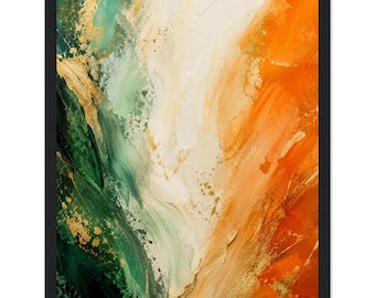 Irish Tricolour Abstract Wall Art Print - Classic Matte Paper Wooden Framed Poster
