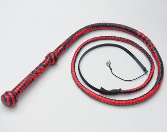 Handmade Braided Leather Bullwhip – Premium Cowhide Whip – Durable Training Whip