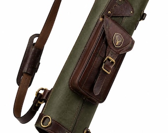 Handgefertigter Pfeilhalter aus Leder in oliv & braun für das Traditionelle Bogenschießen