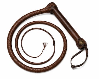 Premium Handgeflochtene Bullenpeitsche aus Leder - Professionelle Leistungspeitsche mit verstärktem Handgriff