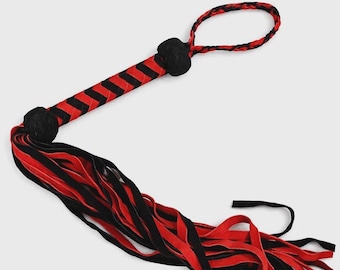 Rot & Schwarz Leder FloggerWhip-Handgefertigte Wildleder Quaste Paddel Premium