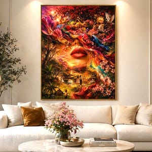 Download digitale / Sogno ad altissima risoluzione nella sua mente / Collage surreale fantasy extra large, romantico massimalista, stampa artistica da parete