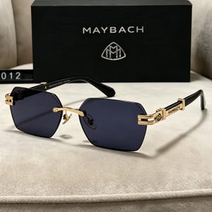 Blue Lens Gold Frame Sunglasses - Etsy display picture 3