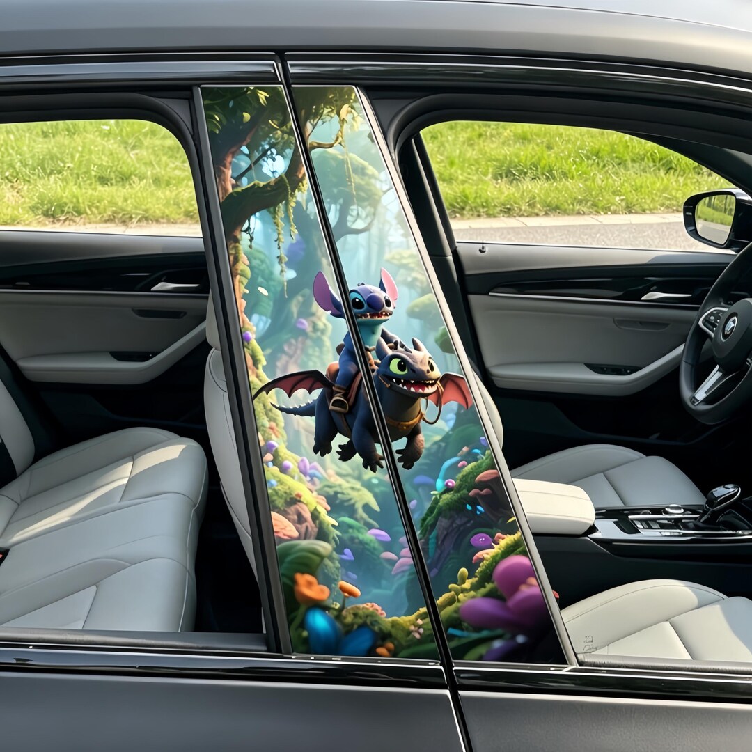 Custom Car B Pillar Decal,cute Alien & Dragon Inspired Vinyl Sticker ...