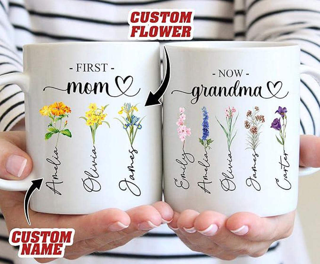Personalized First Mom Now Grandma Garden Mug, Mom Grandma Garden Mug ...