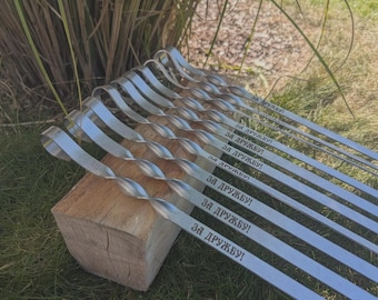 Roestvrijstalen BBQ-spiesen Set van 10 – 56 cm platte grillspiesjes – Shashlik BBQ-spiesen voor houtskoolgrill en mangal