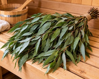 Eukalyptus Saunabesen – Natur Wenik für Sauna & Banja – Handgebundener Eukalyptusbesen – Wellness Saunazubehör