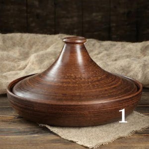 Ręcznie robiony ceramiczny garnek do tagine – 2 l | Tradycyjny gliniany tagine | Garnek do gotowania w stylu marokańskim | Nadaje się do piekarnika |