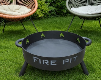 Feuerschale 60 cm mit klappbaren Beinen – Runde Fire Pit Feuerstelle aus Stahl für Garten, Terrasse, Camping & Outdoor