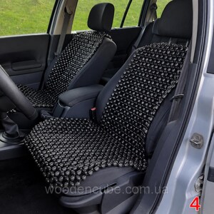 Wooden Car Seat Cover with Massage Beads – Beech Wood Cushion, Breathable Ergonomic Back Support for Driving 4Foto