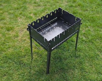 Foldable Steel Mangal Grill – Portable Shashlik BBQ Cooker for 6–8 Skewers