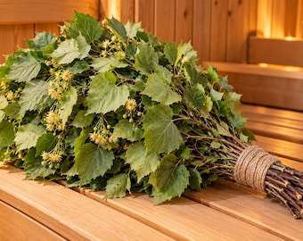 Linden Saunabesen Wenik – Natürlicher Lindenreisig Sauna Quast – Traditioneller Banja Besen – Sauna & Wellness Zubehör