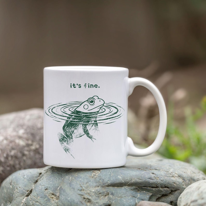 Rolig grodmugg Det är fint kaffekopp söt estetisk groda present vintagestil djurmugg sarkastisk humor kopp trendig mememugg presentidé bild 2