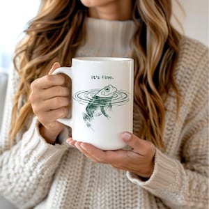 Rolig grodmugg Det är fint kaffekopp söt estetisk groda present vintagestil djurmugg sarkastisk humor kopp trendig mememugg presentidé bild 12