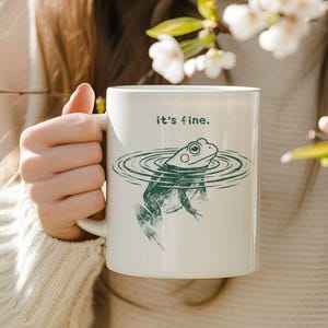 Rolig grodmugg Det är fint kaffekopp söt estetisk groda present vintagestil djurmugg sarkastisk humor kopp trendig mememugg presentidé bild 10