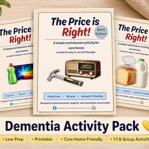 Paquete de actividades de El Precio Justo / Juego de reminiscencia para personas con demencia (Descarga digital)