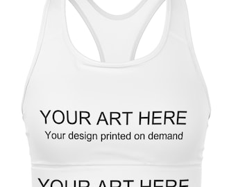 Custom Mesh Padded Sports Bra – Upload Your Own Design | POD Activewear Mockup