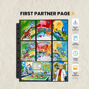 Pokémon First Partner Pärmsida Utskrivbar | Michi-metoden | Layout för 30-årsjubileumskampanjkort | Starter Bulbasaur Charmander Squirtle |