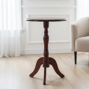 Round Side Table Dark Brown Roman Column Table
