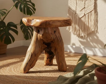 Handcrafted Cedar Root Mushroom Stool: Natural Organic Rustic Accent Table