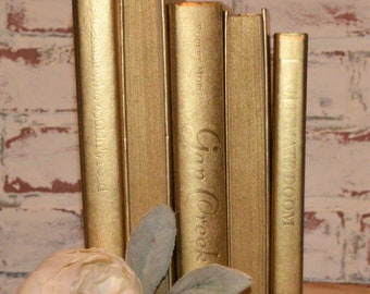 Gold Designer Books, Wedding Table Decor, Home Staging, Photo Prop, Mantel Bookshelf Accents, Books by Color, Gift for Home, Gift for Friend