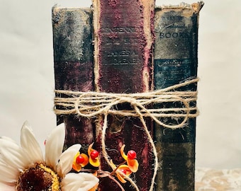 Book stack: Rustic distressed Books for Neutral Decor, Book Lovers Gift, Bookish Gift, Office Decor