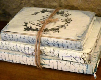 Distressed Vintage Book Stack: Farmhouse Decorative Books