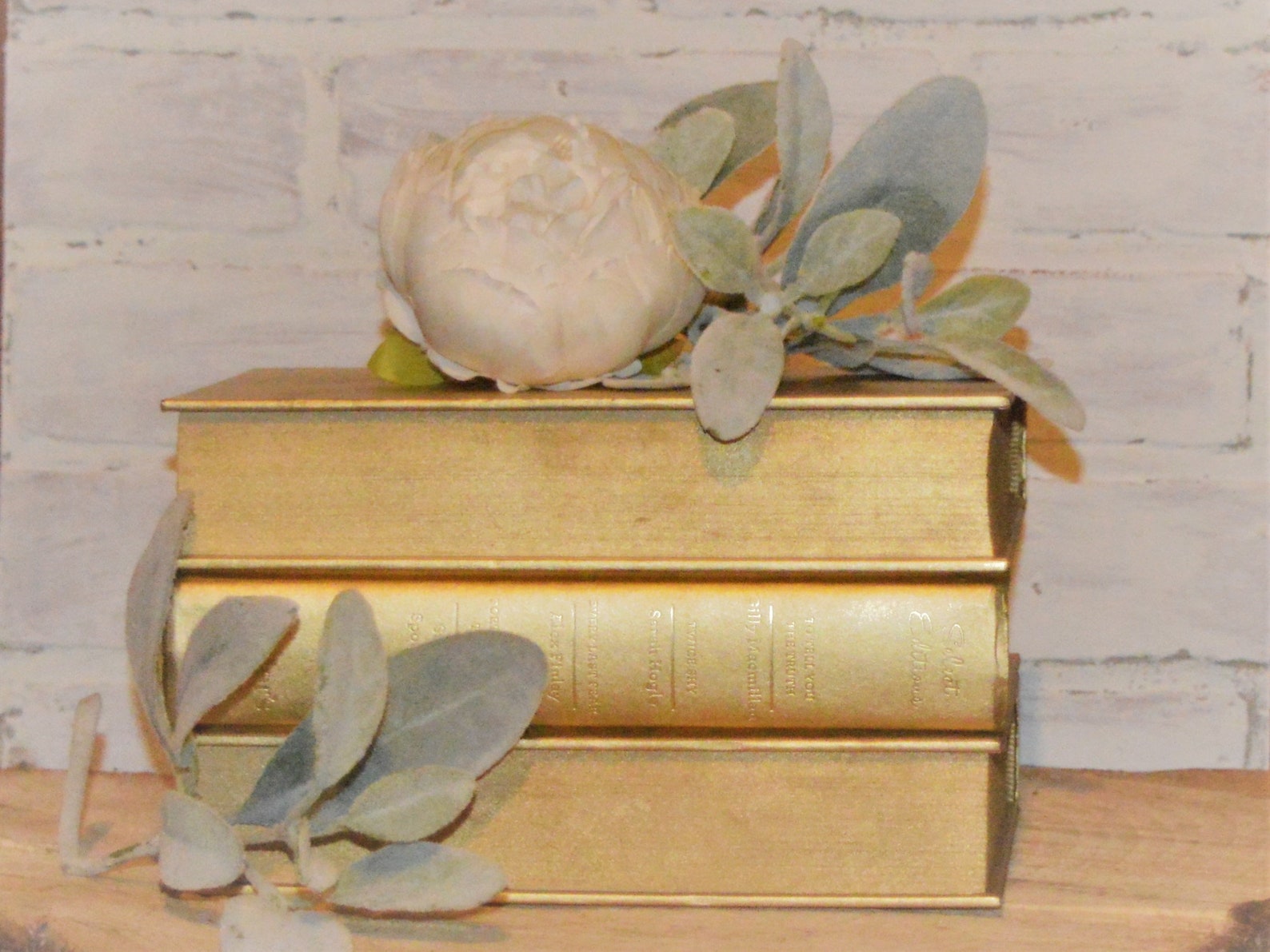 Decorative Books Designer Book Decor Bookshelf Decor Gold Etsy